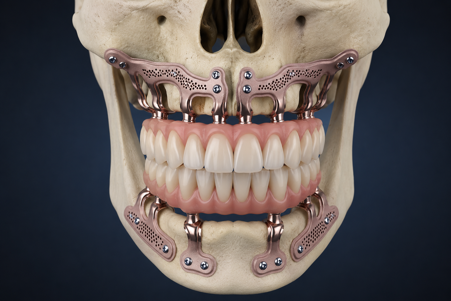 Prótese fixa de carga imediata sobre implante customizado 3D — sorriso reabilitado